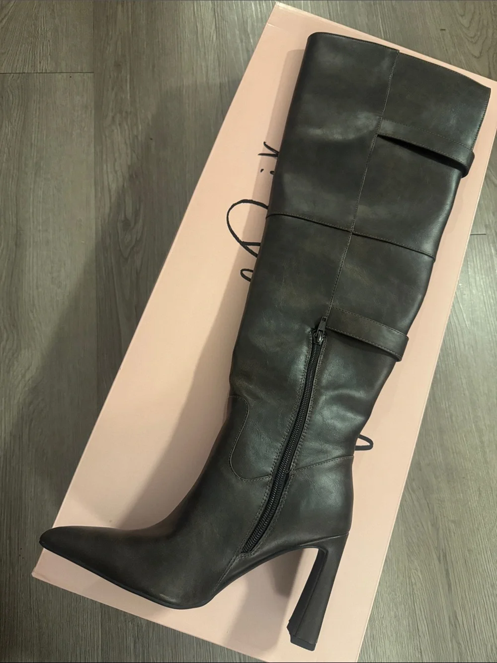 🔥Wild Pair Over-the-Knee Pointed Toe Buckle Boots in Dark Brown🔥BRAND NEW N BOX